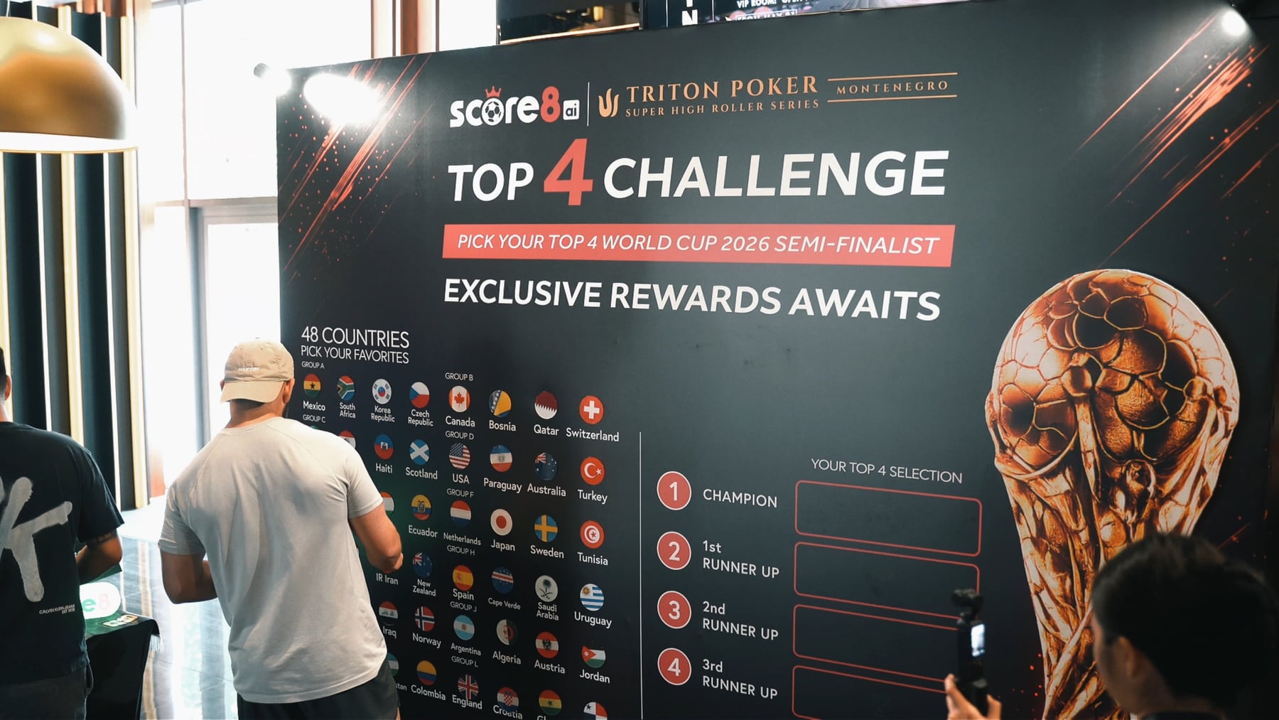 Crowd engagement at the Score8 booth during Triton Super High Roller Series Montenegro 01